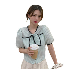 Loose Casual Bowknot Short-Sleeved Women's Shirt