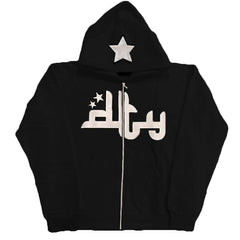 Star Print Zip-Up Hoodie