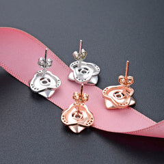 S925 Silver Rose Flower Stud Earrings for Women