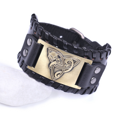 Antique Silver Fox Retro Leather Bracelet for Men
