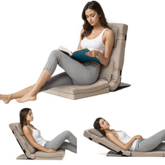 TOPSKY Adjustable Bed Wedge Pillow with Backrest 6 Reclining Positions and Memory Foam Wide Seat for Post Surgery Reading Sitting and Sleeping for Bed and Sofa (Khaki 21.65" Wide)