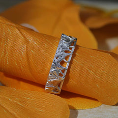 Vintage Thai Silver Ginkgo Leaf Ring for Girls
