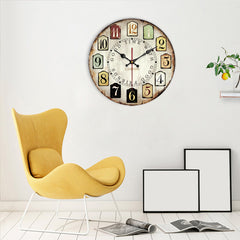 Retro Wooden Wall Clock - 16-Inch Silent Design