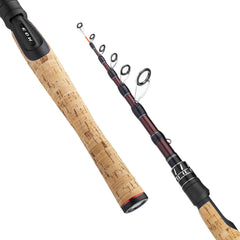 EOW XPEDITE Portable Telescopic Fishing Rods Spinning & Casting 24T Carbon Blanks & Solid Carbon Tip Cork Handle Travel Rod Short Collapsible Rods (Rod - Spinning/Action Fast/Power M 56")