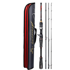 HASIDA Portable Fishing Rod Travel Fishing Rod Spinning and Casting Fishing Rods Assassins 4 Sections Easy Carry Full Carbon Fast 1.68m to 2.44m (S694XXH)