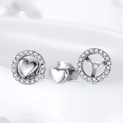 S925 Silver Heart Stud Earrings for Women
