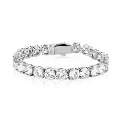 OYOGAA 1 Row 10MM 14K White Gold Plated Iced Out Chain Diamonds Mens Tennis Bracelet Spring buckle Bracelet For Men And Woman (White Gold 8)
