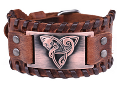 Antique Silver Fox Retro Leather Bracelet for Men