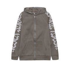 Women's Harajuku Star Print Zip Hoodie for Casual Wear