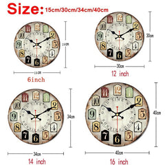 Retro Wooden Wall Clock - 16-Inch Silent Design