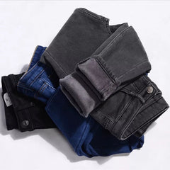 High-Waisted Fleece-Lined Skinny Jeans