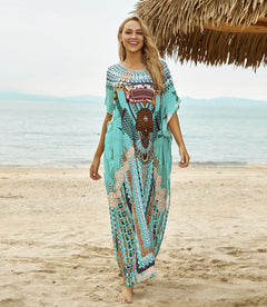 Green Printed Beach Cover-Up for Plus Size Swimwear