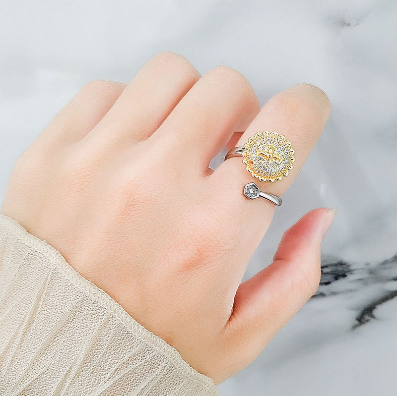 Fashion Adjustable Rotating Sunflower Ring