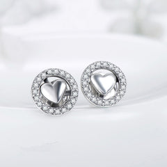 S925 Silver Heart Stud Earrings for Women