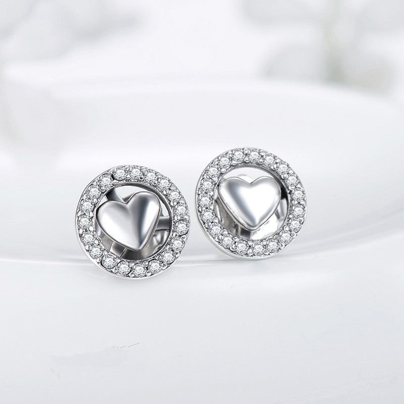 S925 Silver Heart Stud Earrings for Women