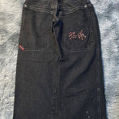 High Street Spider Print Hiphop Cropped Pants