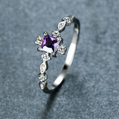 Blue Diamond Inlaid Ring in European American Style