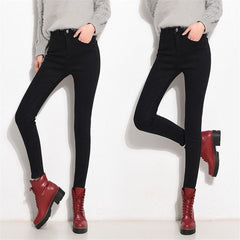 High-Waisted Fleece-Lined Skinny Jeans