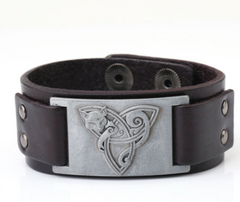 Antique Silver Fox Retro Leather Bracelet for Men