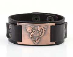 Antique Silver Fox Retro Leather Bracelet for Men