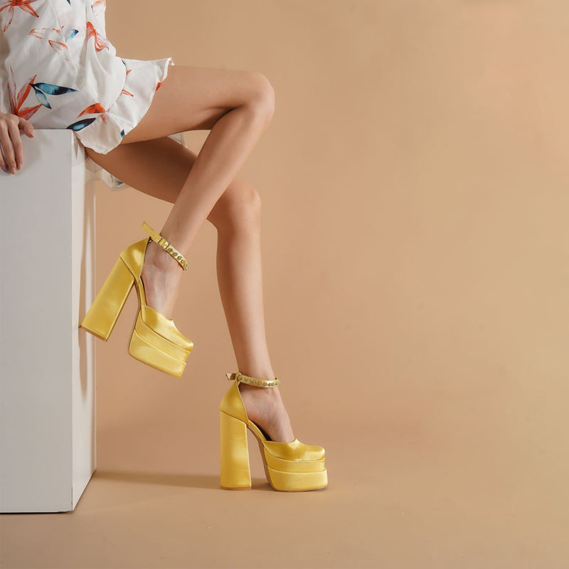 New High Heel Candy Color Platform Shoes for Parties