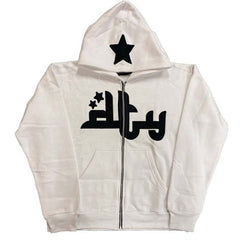 Star Print Zip-Up Hoodie