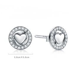 S925 Silver Heart Stud Earrings for Women