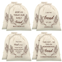 Vesici 8 Pcs Large Linen Bread Bag for Homemade Bread Reusable Bread Container and Saver Drawstring Bread Storage Bags Unbleached Bread Storage Container Keeper for Bakery 12 x 15 (Elegant Style)