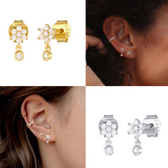 S925 Silver Snowflake Stud Earrings for Women