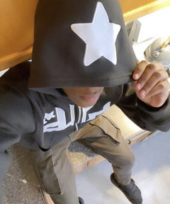 Star Print Zip-Up Hoodie