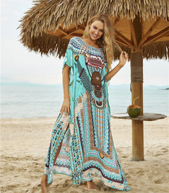 Green Printed Beach Cover-Up for Plus Size Swimwear