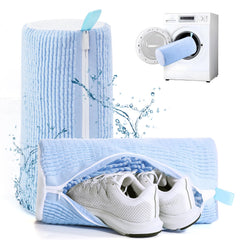 M-Better Shoe Washing Machine Bag Invisible Zipper Side Opening Shoe Washing Bag for Washer and Dryer Shoe Laundry Bags for Sneakers Reusable Shoe Cleaning Bag for All Shoe Sizes (Blue 2pcs)