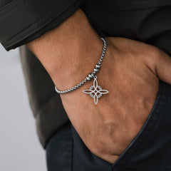 Men's Simple Stainless Steel Square Curly Pattern Bracelet