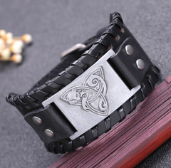 Antique Silver Fox Retro Leather Bracelet for Men
