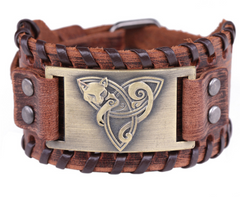 Antique Silver Fox Retro Leather Bracelet for Men