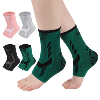Ankle Support for Women & Men 1 Pair Ankle Compression Sleeve for Sports Basketball Running Walking Foot & Ankle Brace Socks for Arthritis Sprained Tendonitis Plantar Fasciitis (Green Medium)