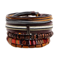 Five-Piece Set Wooden Bead Woven Bracelet