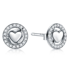 S925 Silver Heart Stud Earrings for Women