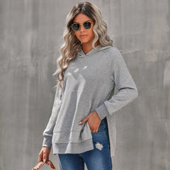 Women's Solid Color Hooded Pullover Sweatshirt