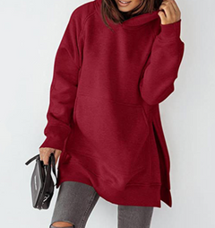 Hooded Pullover Solid Color Sweatshirt