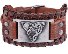 Antique Silver Fox Retro Leather Bracelet for Men