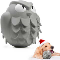Moonorange Tough Chew Dog Toys for Aggressive Chewers Giggle Ball Owl Rubber Interactive Treat Dispensing Slow Feeder Indestructible Teething Toys for Small Medium Large Dogs (Grey)