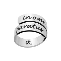 omodofo Inspirational Motivational Ring Adjustable Personalized Stainless Steel Spiral Wrap Twist Ring Encouragement Personalized Jewelry Birthday Gifts for Women (In omnia Paratus)