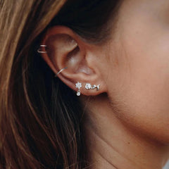 S925 Silver Snowflake Stud Earrings for Women