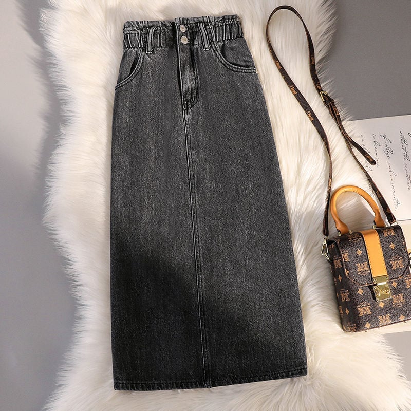 High-Waisted Knee-Length Skirt for Women