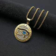 Hip Hop Jewelry: Gold-Plated Eye of Horus Pendant Necklace