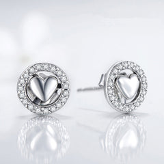 S925 Silver Heart Stud Earrings for Women