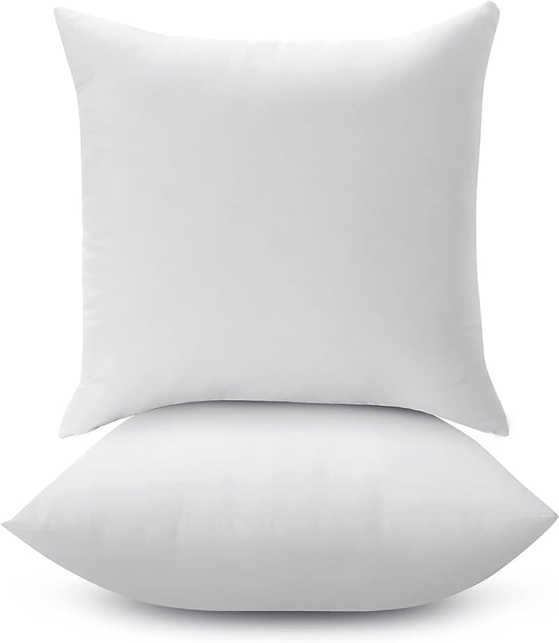 LANE LINEN 18 x 18 Throw Pillow Insert - Pack of 2 White Down Alternative Pillow Inserts for Decorative Pillow Covers Throw Pillows for Bed Couch Pillows for Living Room