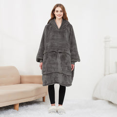 USB Heated Hoodie Blanket - Plush Double Layer Sweatshirt