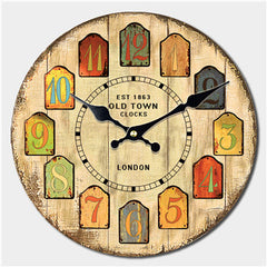 Retro Wooden Wall Clock - 16-Inch Silent Design